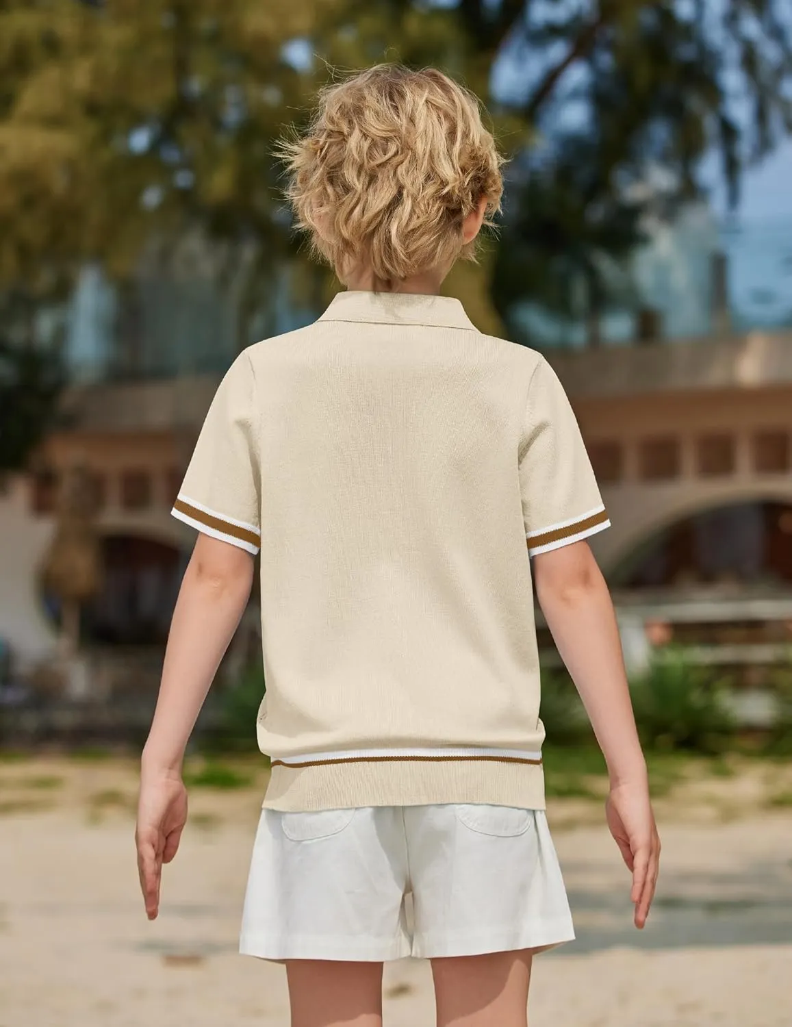 Arshiner Boys Knit Shirts Short Sleeve Button Down Shirt Vintage Fashion Casual Summer Beach Shirts for Kids 5-13 Years