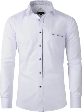 Beninos Men's Casual Long Sleeve Stretch Dress Shirt Wrinkle-Free Slim Fit Button Down Shirts