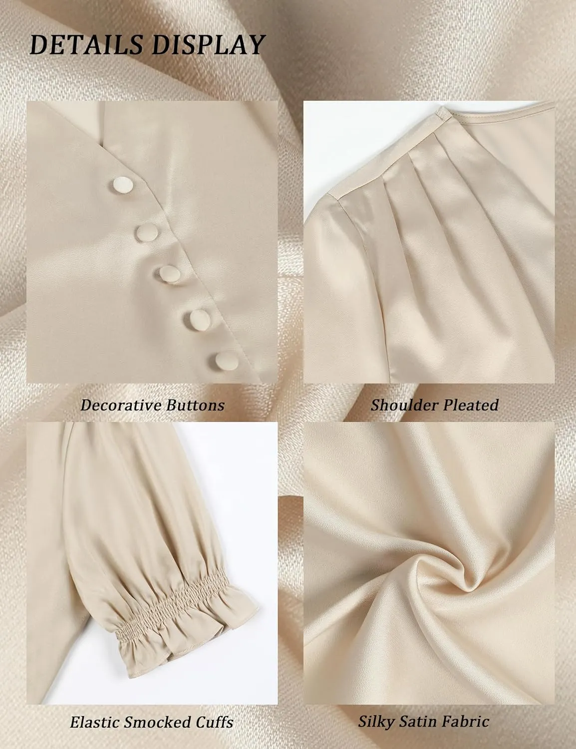 BMJL Womens Blouses Dressy Casual Satin V Neck Short Sleeve Shirts Business Casual Tops for Women
