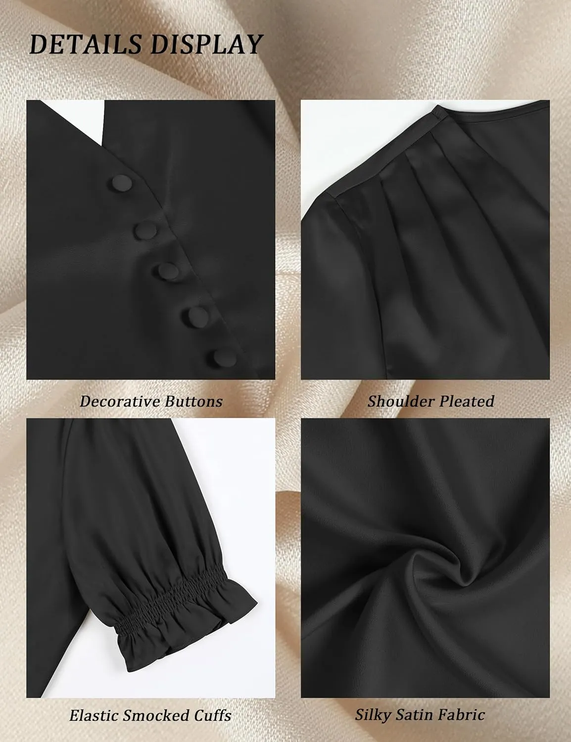 BMJL Womens Blouses Dressy Casual Satin V Neck Short Sleeve Shirts Business Casual Tops for Women