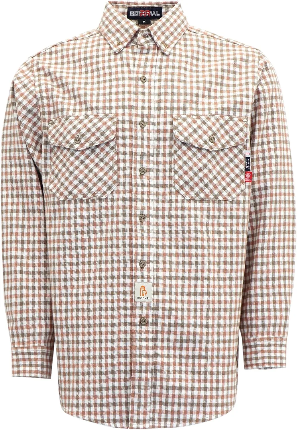 BOCOMAL FR Shirts for Men Welding Shirt Plaid 8.5oz Heavyweight Fire Retardant/Flame Resistant Welding Jacket