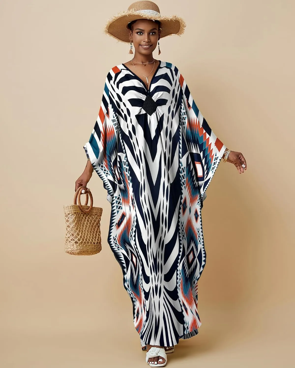 Bsubseach Kaftan Dresses for Women Swimsuit Coverup Plus Size Beach Dress Moo Moos Caftans for Women Loungewear