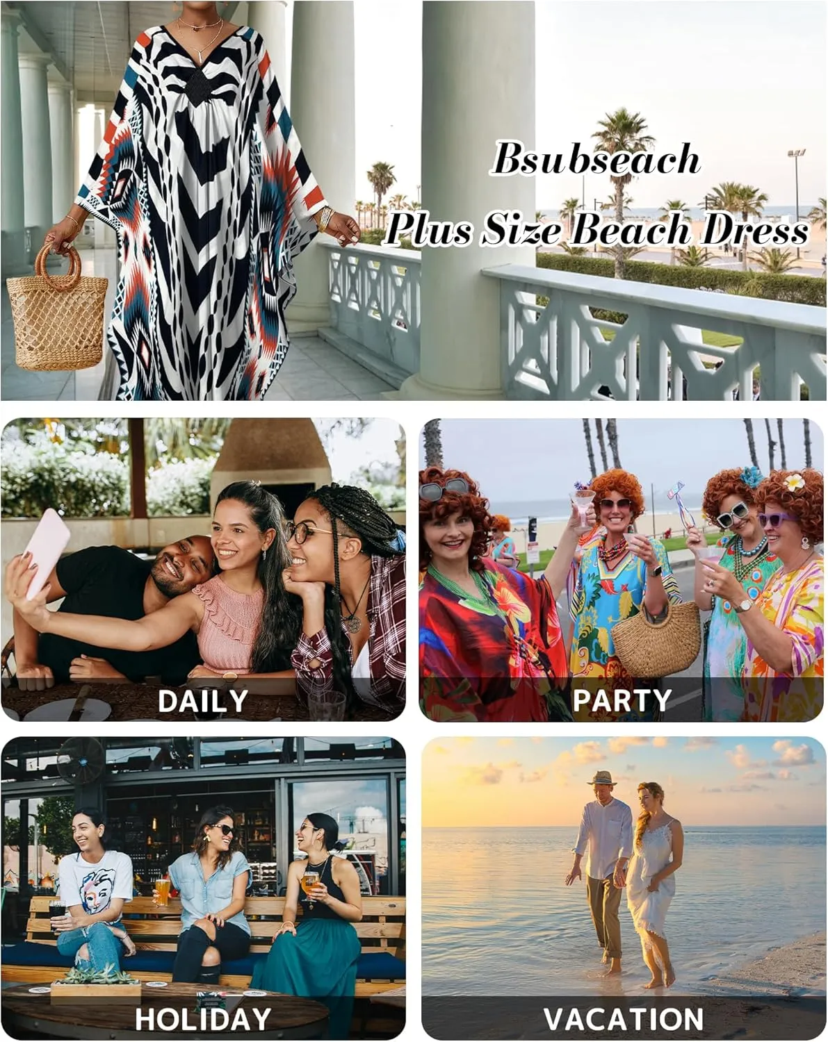 Bsubseach Kaftan Dresses for Women Swimsuit Coverup Plus Size Beach Dress Moo Moos Caftans for Women Loungewear