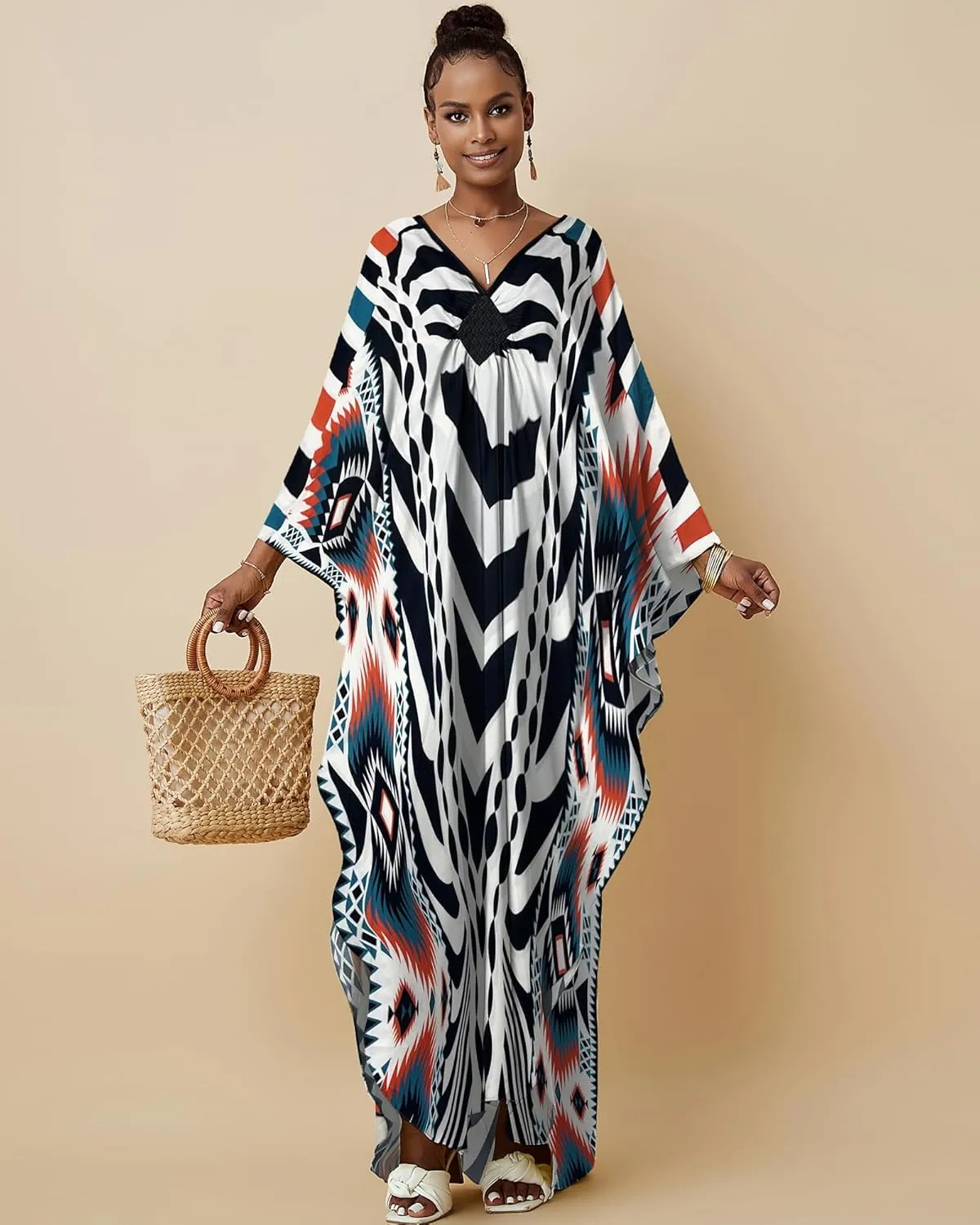 Bsubseach Kaftan Dresses for Women Swimsuit Coverup Plus Size Beach Dress Moo Moos Caftans for Women Loungewear