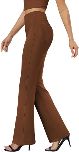 Flare Leggings for Women Casual Elastic High Waisted Wide Leg Pants Athletic Slim Fit Solid Color Bootcut Yoga Pants