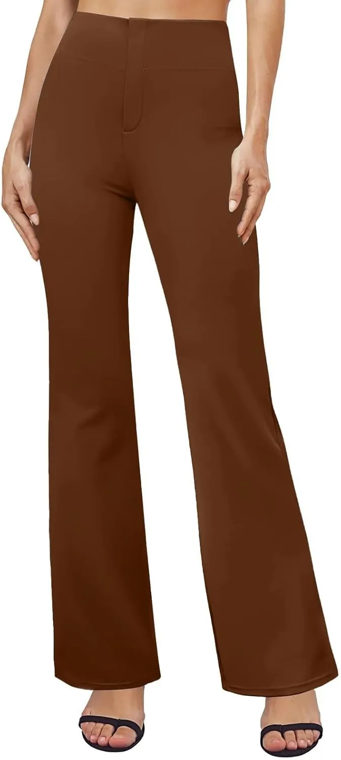 Flare Leggings for Women Casual Elastic High Waisted Wide Leg Pants Athletic Slim Fit Solid Color Bootcut Yoga Pants