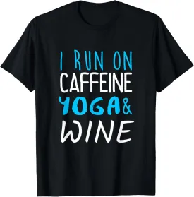 Funny Yoga and Wine themed T-Shirt