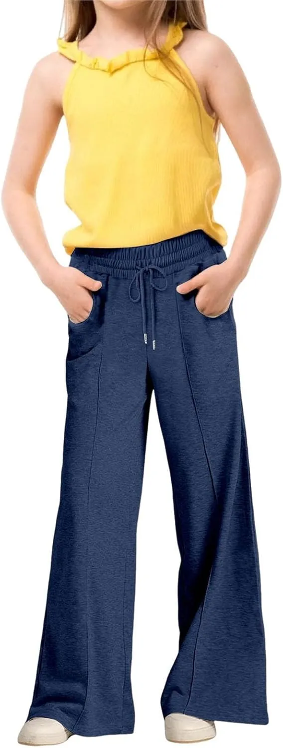 Girls Oversized Wide Leg Sweatpants Drawstring Kids Baggy Track Pants Casual Joggers Trousers Tween Girls Trendy Clothes