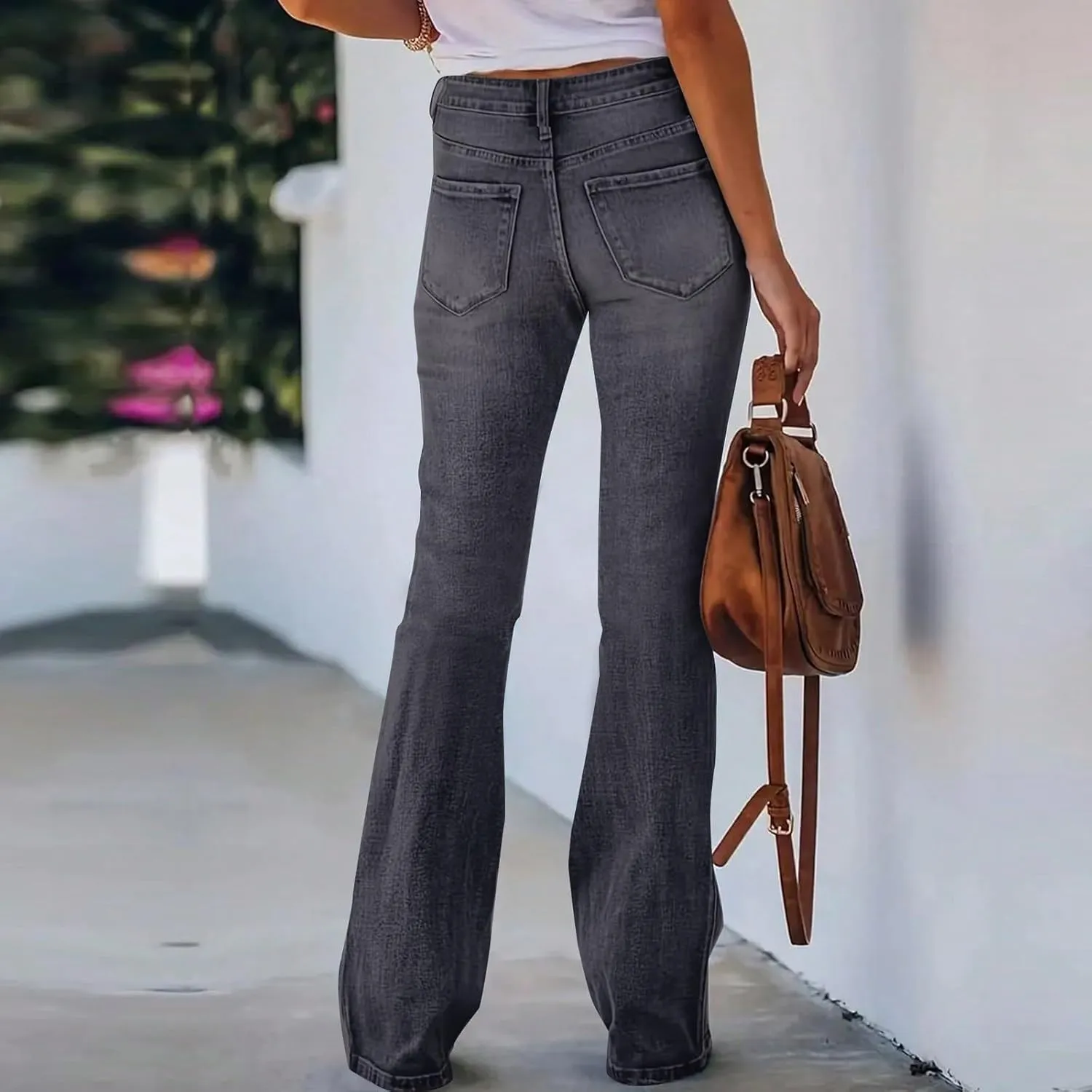 High Waisted Bootcut Jeans for Women Skinny Distressed Ripped Flare Jeans Curvy Denim Bell Bottom Pants with Pockets