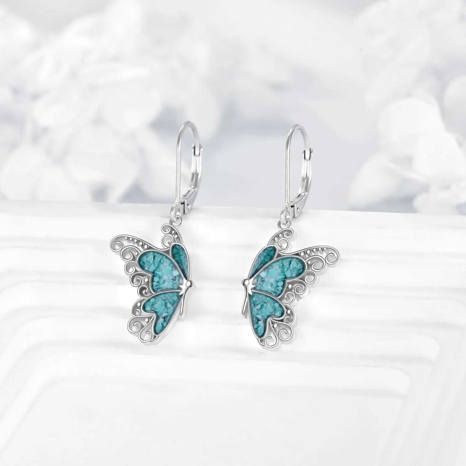 Hummingbird/Phoenix Earring Sterling Silver Turquoise Dangle Drop Earring Jewelry Gifts for Women