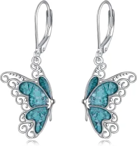 Hummingbird/Phoenix Earring Sterling Silver Turquoise Dangle Drop Earring Jewelry Gifts for Women