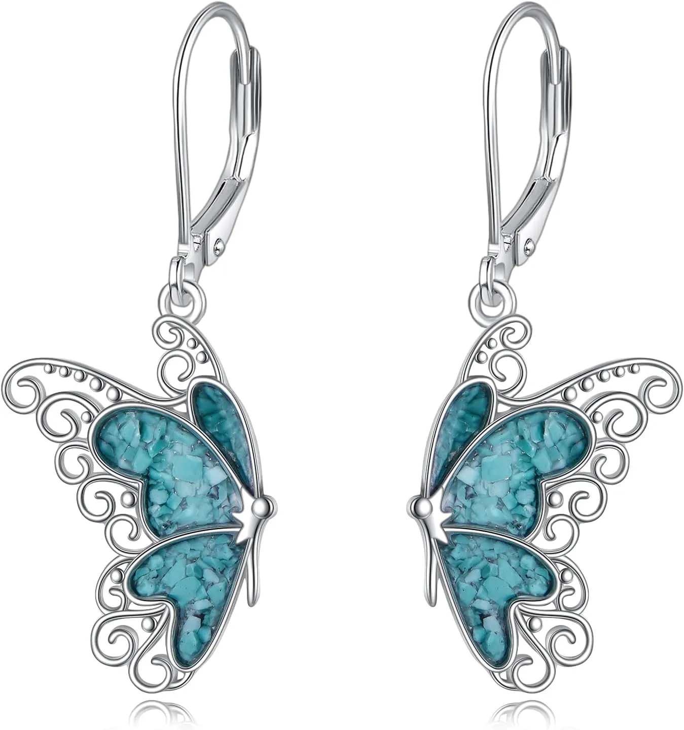 Hummingbird/Phoenix Earring Sterling Silver Turquoise Dangle Drop Earring Jewelry Gifts for Women