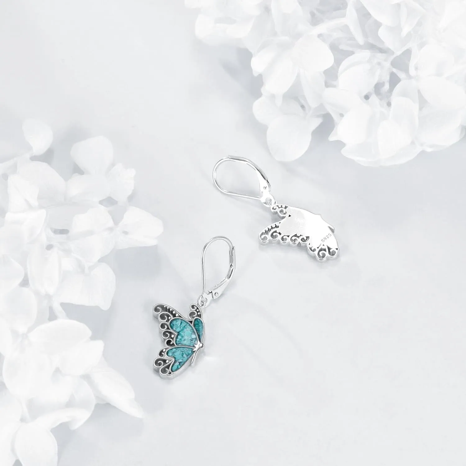 Hummingbird/Phoenix Earring Sterling Silver Turquoise Dangle Drop Earring Jewelry Gifts for Women