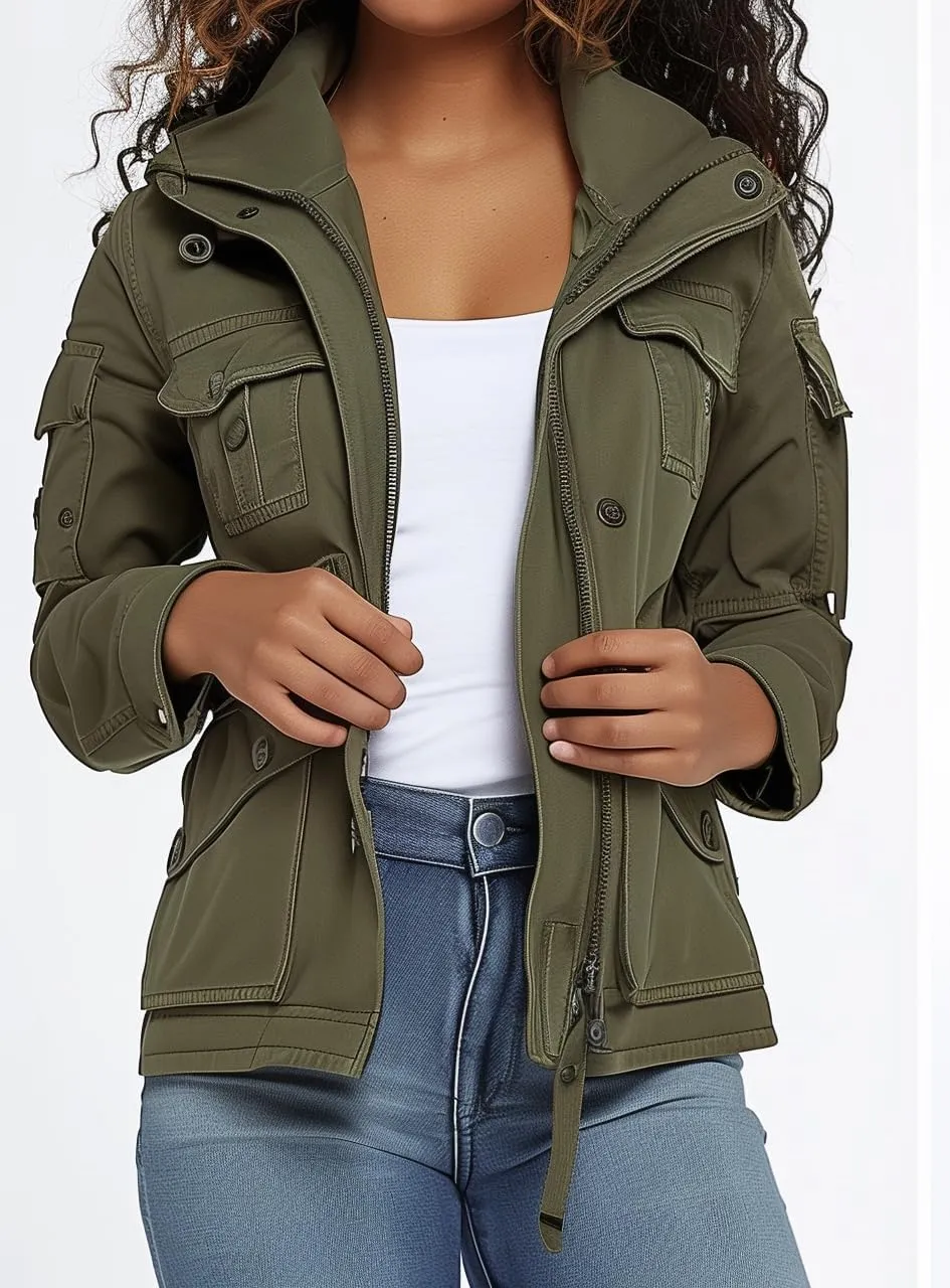 JTNFairy Casual Jackets for Women Long Sleeve Zipper Classic Outwear Bomber Coats with Pockets