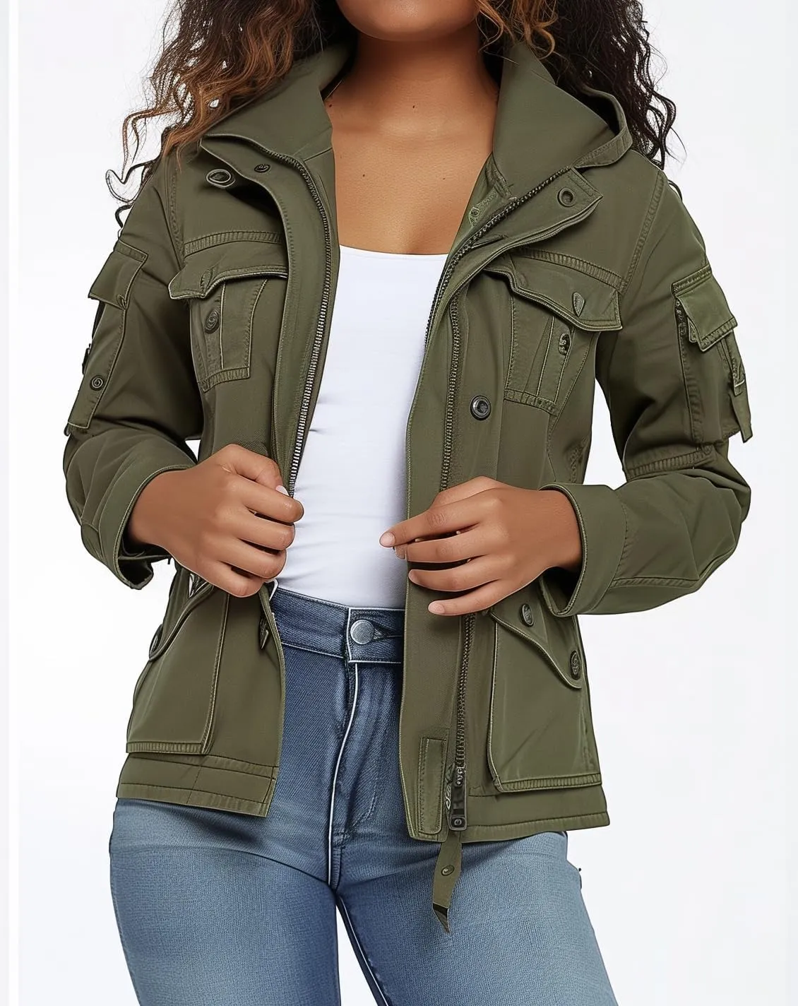 JTNFairy Casual Jackets for Women Long Sleeve Zipper Classic Outwear Bomber Coats with Pockets