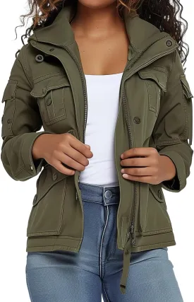 JTNFairy Casual Jackets for Women Long Sleeve Zipper Classic Outwear Bomber Coats with Pockets