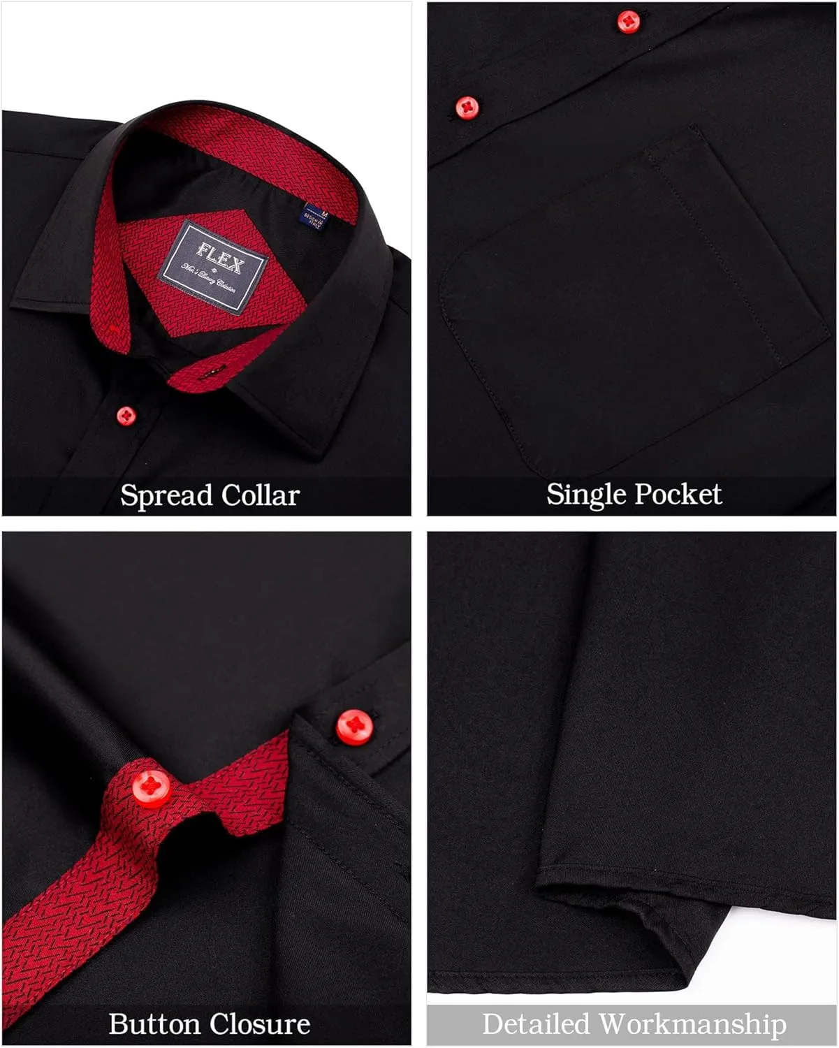 J.VER Men's Short Sleeve Dress Shirts Stretch Wrinkle Free Casual Button Down Shirts with Pocket for Business Wedding