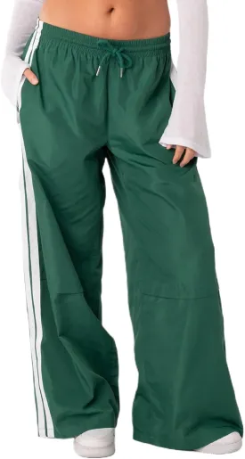 KMBANGI Women Striped Track Pants Elastic Waist Straight Leg Sweatpants Joggers Wide Leg Side Stripes Pants with Pockets