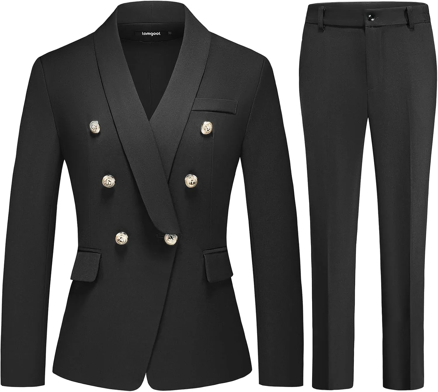 Lamgool Womens Suits 2 Piece Set Shawl Lapel Jacket and Pants Business Casual Outfits