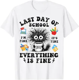 Last Day Of School-End Of School Year-I Survived Funny Cat T-Shirt
