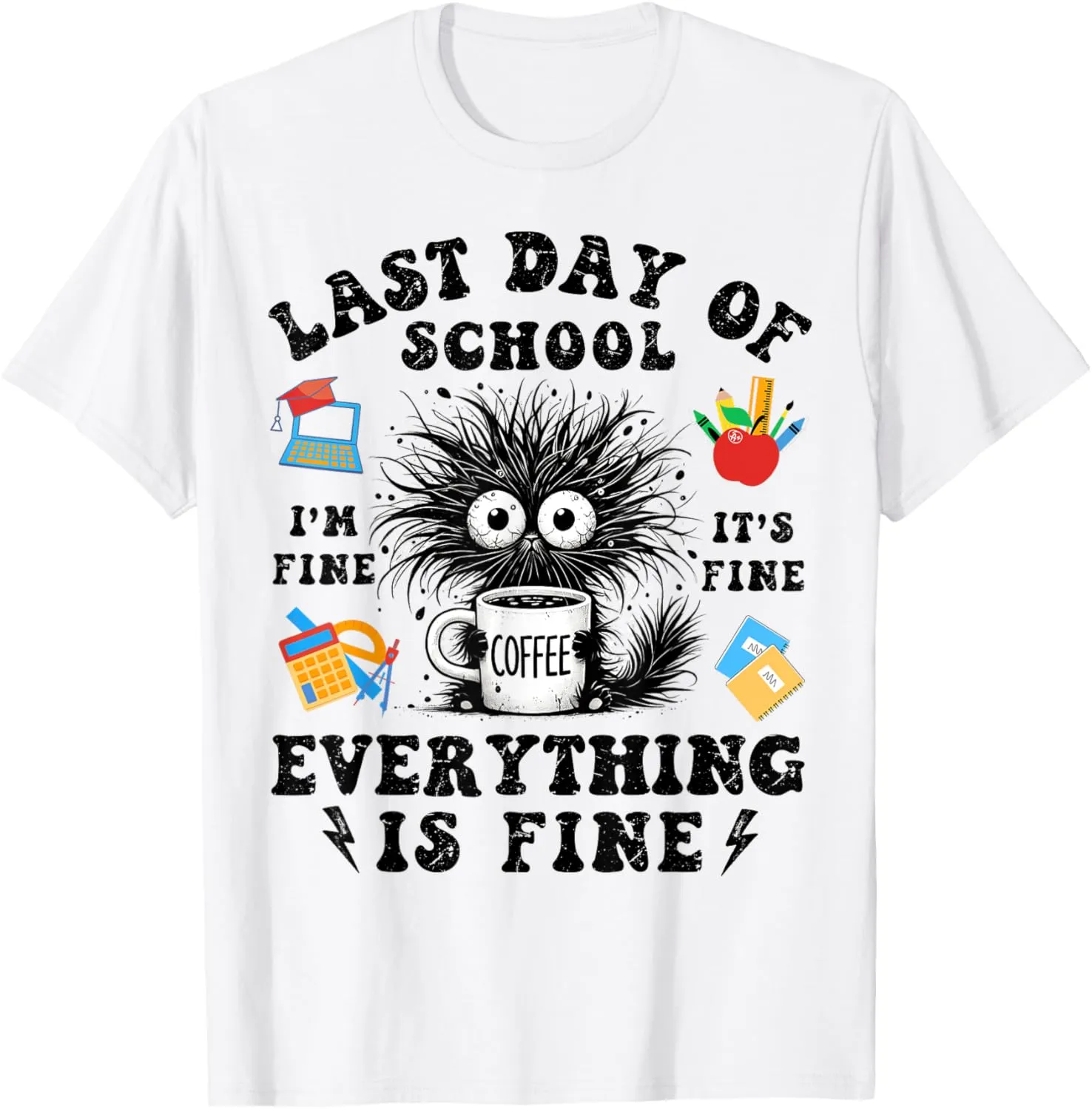 Last Day Of School-End Of School Year-I Survived Funny Cat T-Shirt