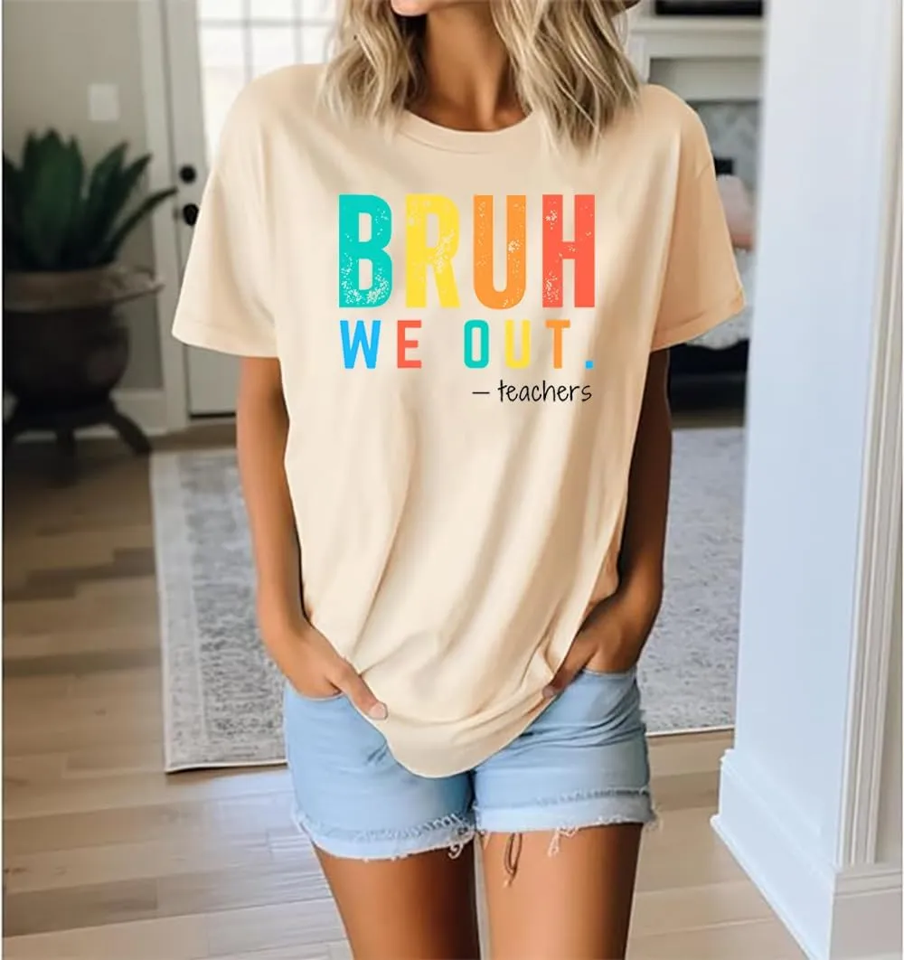 Last Day of School Teacher Shirt:Women Funny Bruh Teacher Tshirt Admit It You'll Low Key Miss Me Bruh End of Year Top