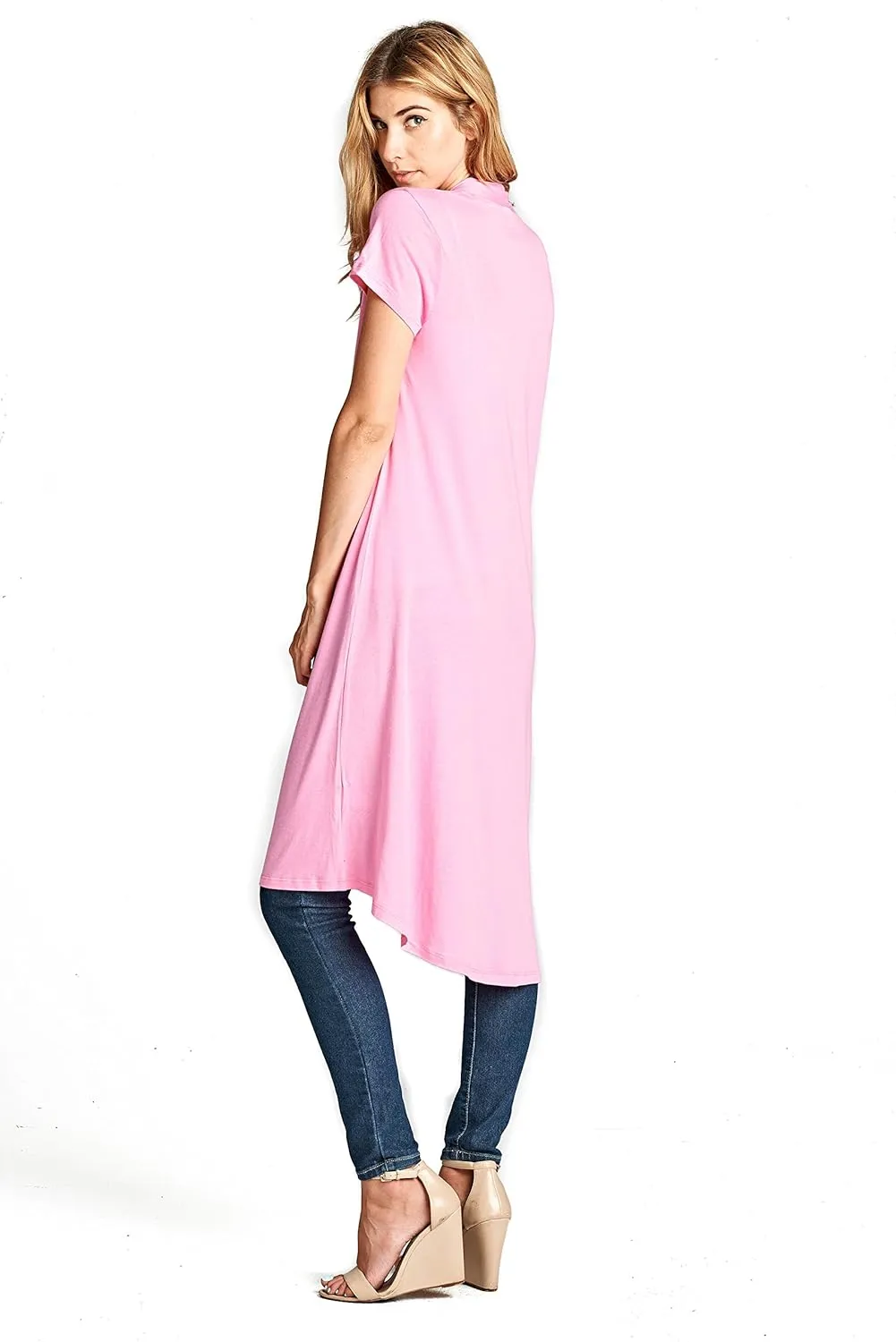Lightweight Open Front Classic Solid Short Sleeve Cardigan for Women - Made in USA
