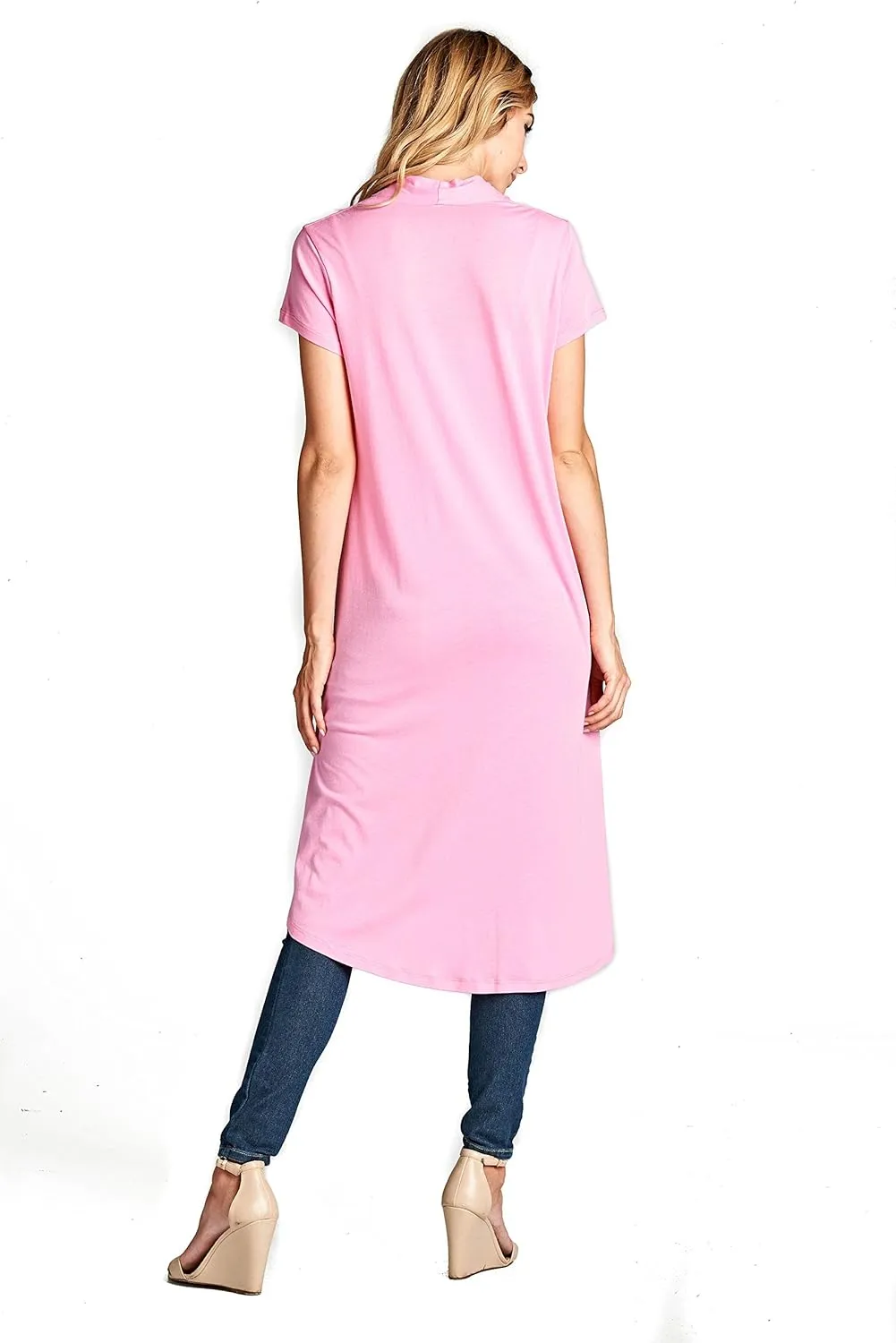 Lightweight Open Front Classic Solid Short Sleeve Cardigan for Women - Made in USA