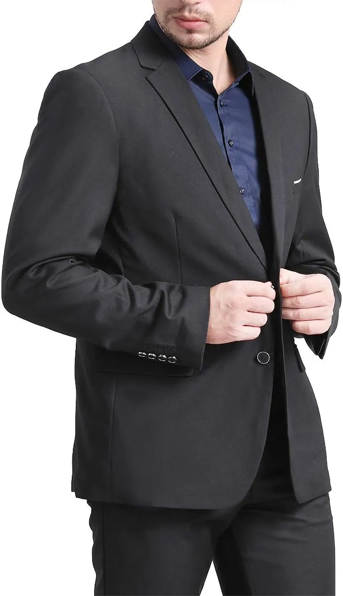Mens Slim Fit Blazer Jacket Two-Button Notched Lapel Casual Suit Jacket