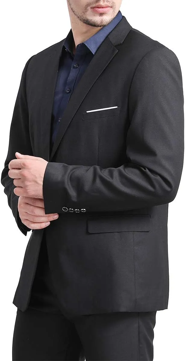 Mens Slim Fit Blazer Jacket Two-Button Notched Lapel Casual Suit Jacket