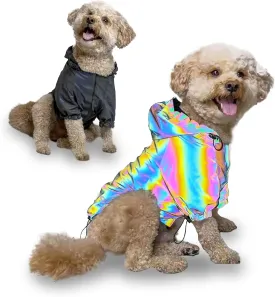 Murphy's Space Gear Space Cadet's Holographic Rain Jacket for Dogs, Reflective Water Resistant Dog Raincoat, Adjustable Drawstrings, Premium Stylish Dog Rain Jacket (4X-Large)