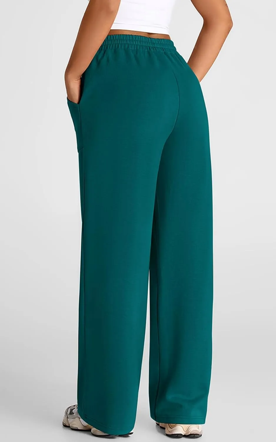 PRETTYGARDEN Womens Wide Leg Sweatpants High Waisted Baggy Lounge Sweat Pants Drawstring Athletic Flared Joggers with Pockets