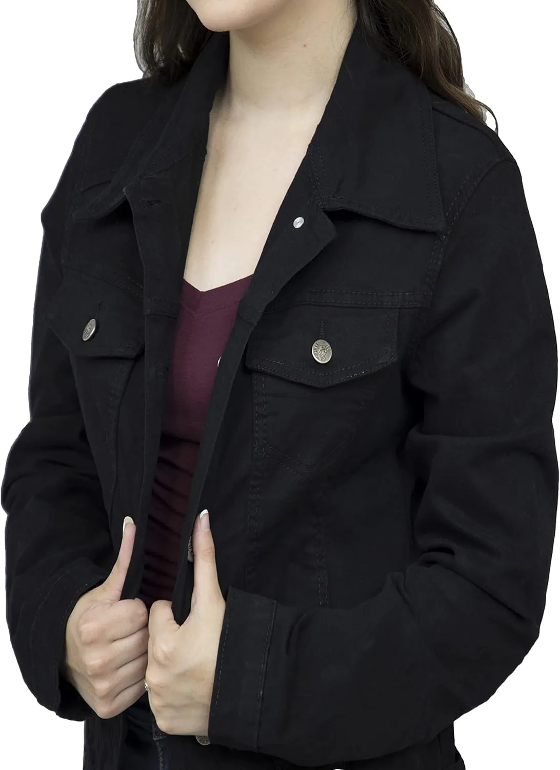Skylinewears Women Denim Jacket Button UP Long Sleeve Ladies Stretch Trucker Jean Jackets