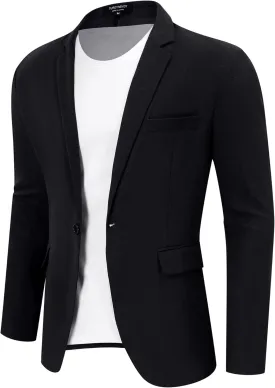 TURETRENDY Men's Casual Sport Coat Lightweight Linen Blazer One Button Business Suit Jackets Stylish Daily Suits