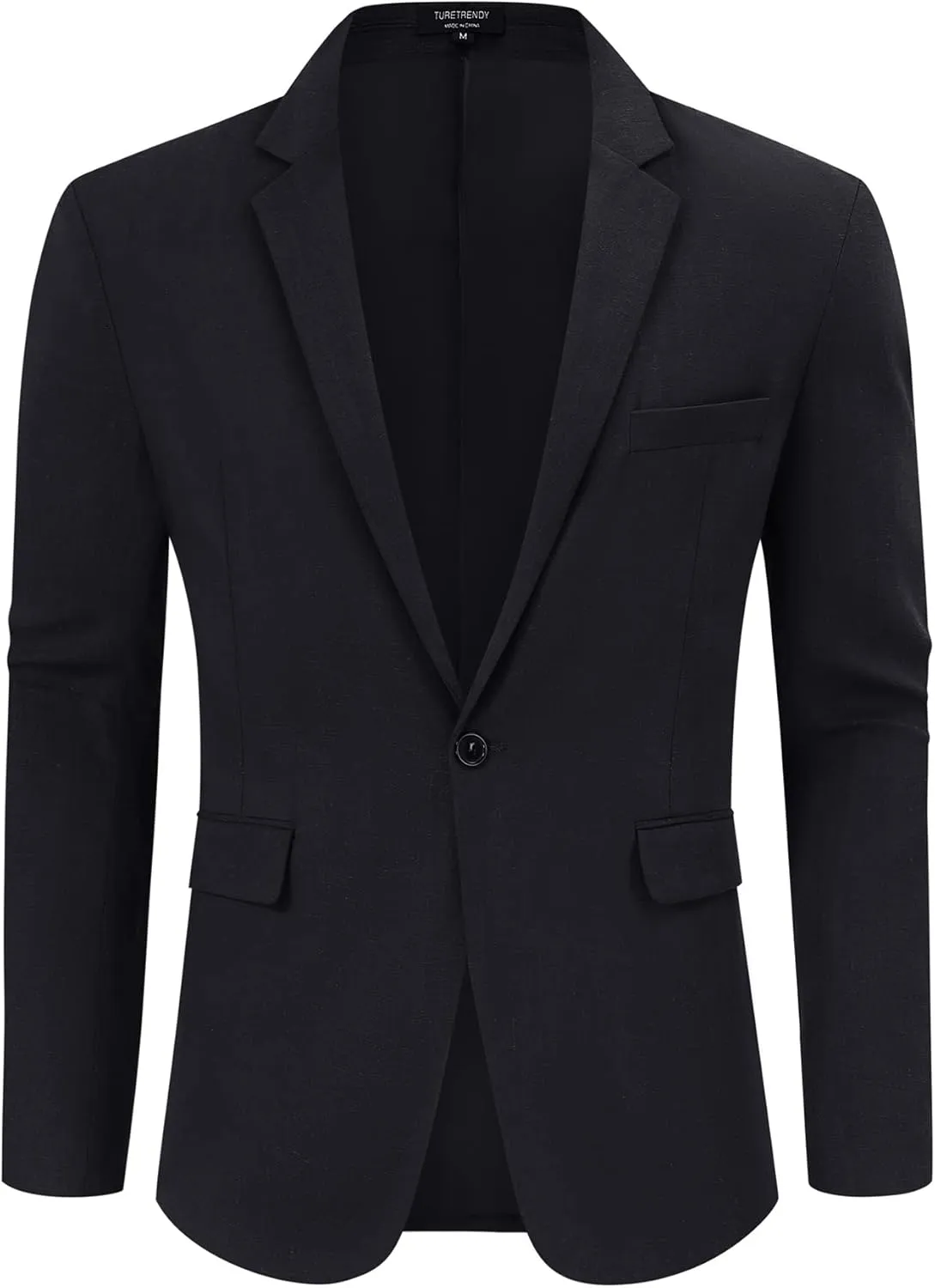 TURETRENDY Men's Casual Sport Coat Lightweight Linen Blazer One Button Business Suit Jackets Stylish Daily Suits