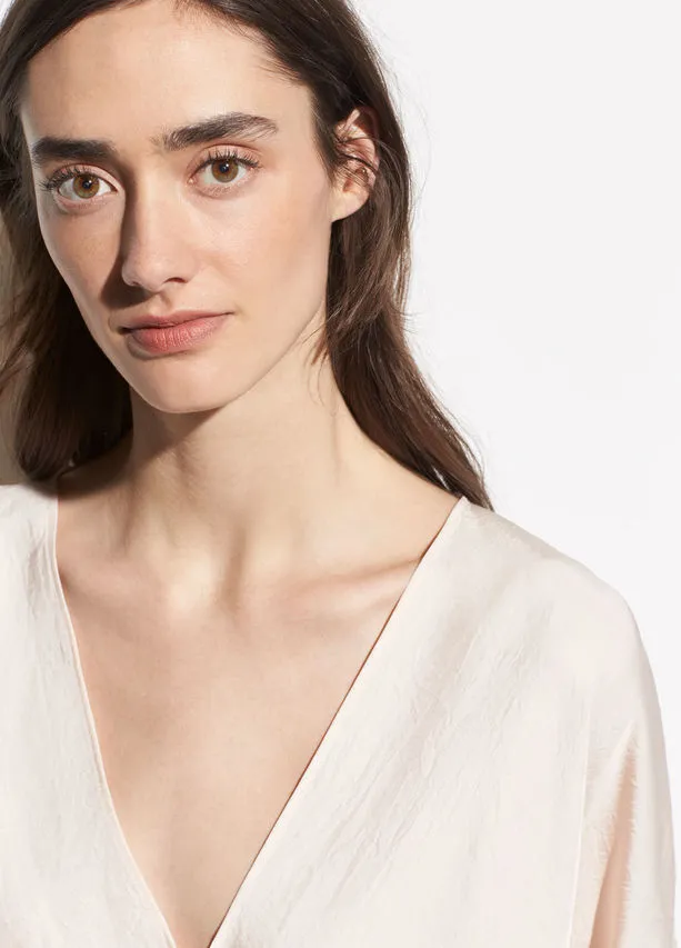 VINCE - Crossover Blouse in Oat Blush