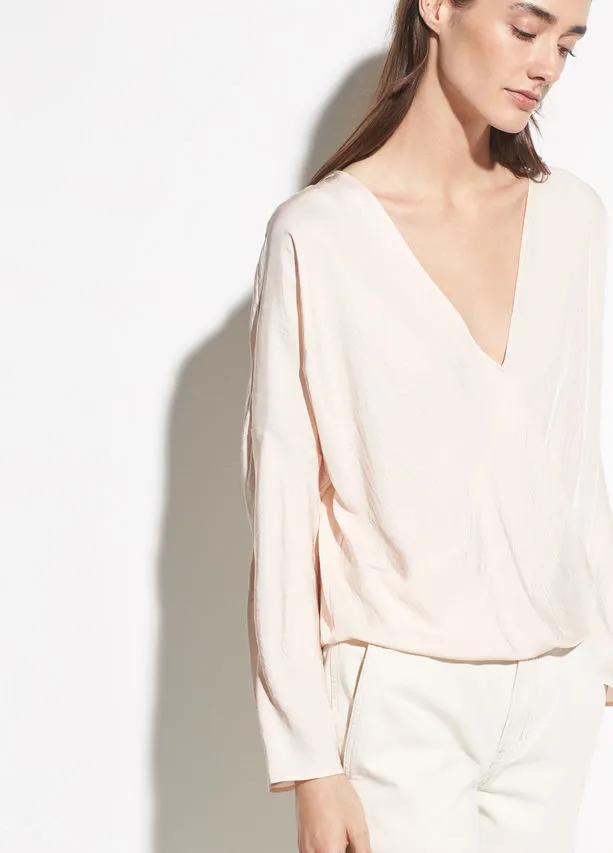 VINCE - Crossover Blouse in Oat Blush