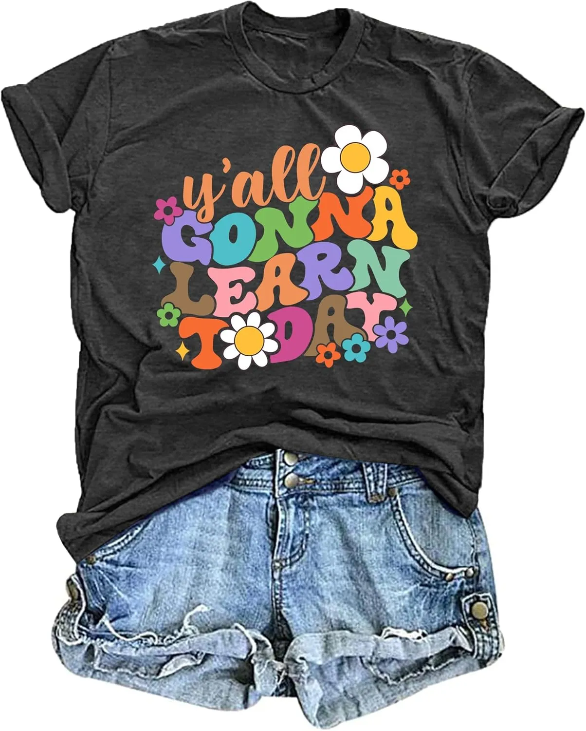 VVNTY Teacher Shirts for Women: Y'all Gonna Learn Today T Shirt Back to School Teacher Tops