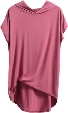 Women Hooded Long Pajamas Shirts Modal Soft Comfy Cap Sleeve Lounge Tunic Tops Cotton Blend Loose Fit Sleepwear Pjs Hoodies