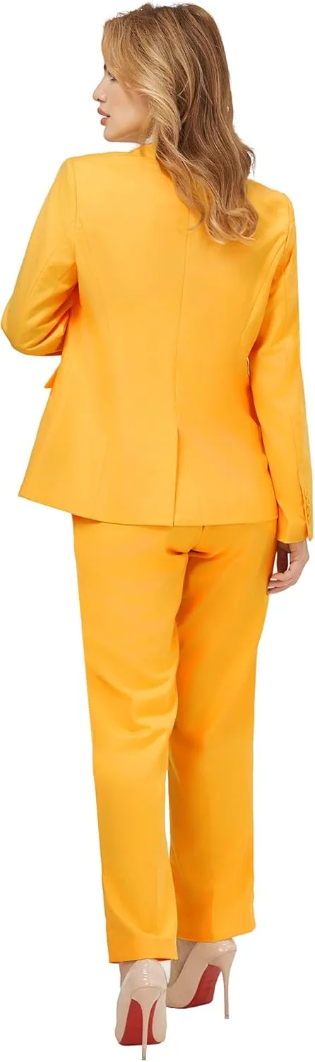 Women's 2 Piece Suit Notched Lapel One Button Slim Fit Business Office Work Tuxedo Blazer Pants Set
