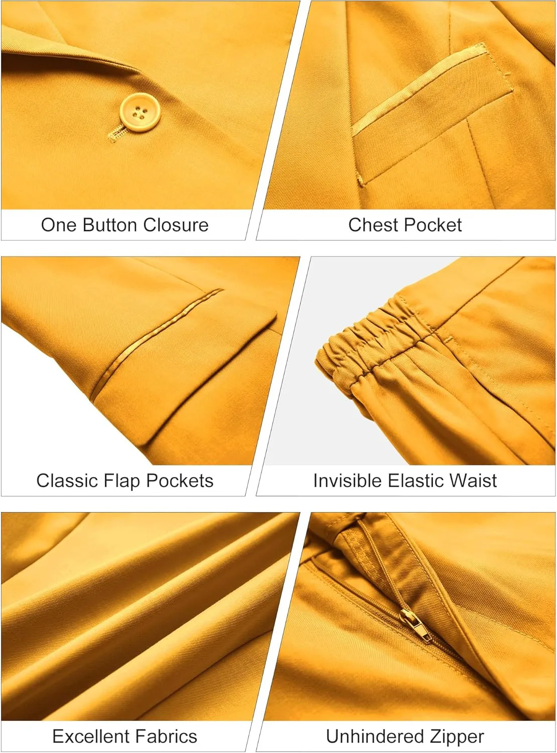 Women's 2 Piece Suit Notched Lapel One Button Slim Fit Business Office Work Tuxedo Blazer Pants Set