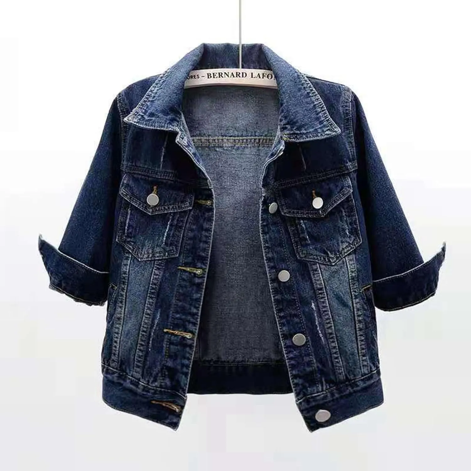 Women's Oversized Botton up Denim Jackets Classic Fit Crop Jean Jacket Stretch Casual Coat with Pockets Teen Girls