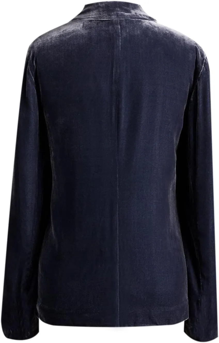 Women's Velvet Blazer Jackets Casual Long Sleeve Lapel Collar Pocketed Button Velvet Jacket Suits