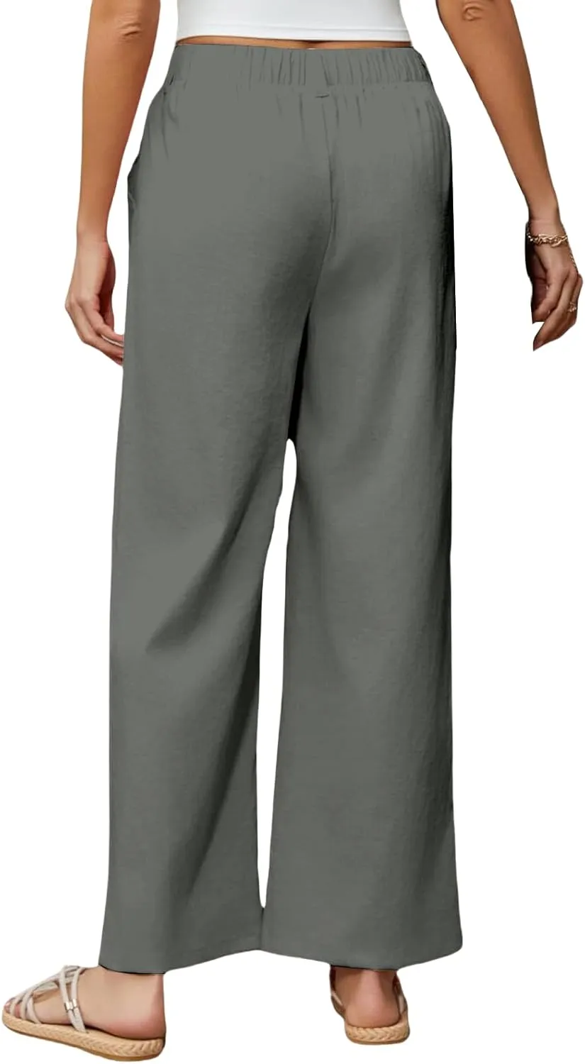 Womens Work Pants Business Casual High Waisted Wide Leg Dress Trousers Office Slacks with Pockets