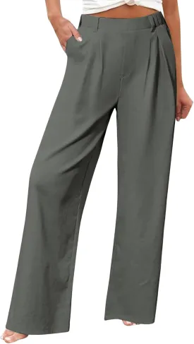 Womens Work Pants Business Casual High Waisted Wide Leg Dress Trousers Office Slacks with Pockets